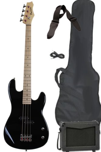 Full Size Electric Bass Guitar Starter Beginner Pack with Amp Case Strap Black