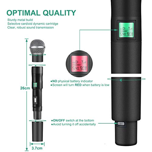 Wireless Microphone System, Phenyx Pro 4-Channel UHF Cordless Mic Set