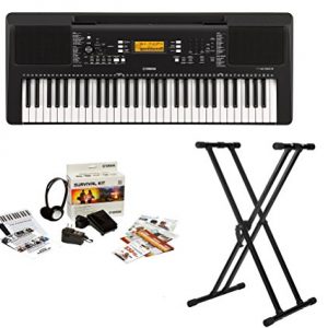 Yamaha 61-Key Portable Keyboard with Knox Double X Stand and Survivalkit