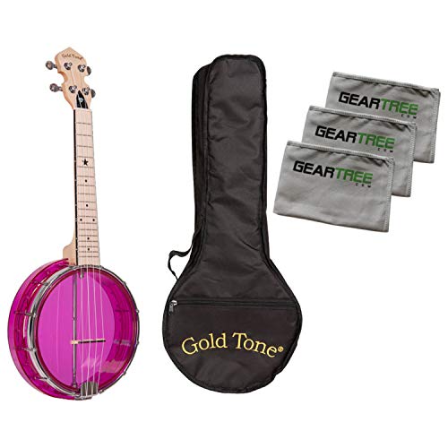 Gold Tone Little Gem Amethyst Clear Banjo Ukulele Bundle