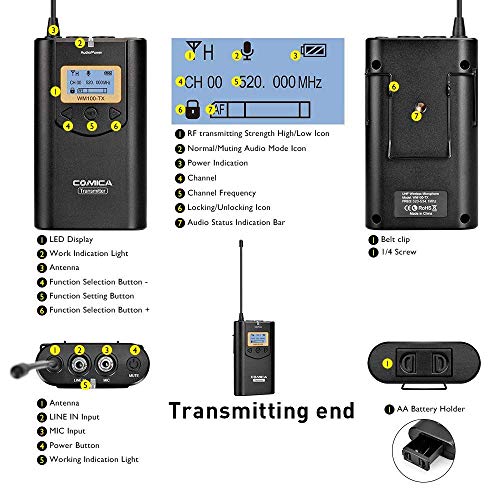 Wireless Lavalier Microphone Comica 48 Channels Professional Omnidirectional
