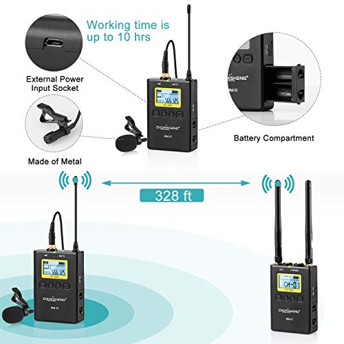 100 Channels Full Metal Wireless Lavalier Microphone System