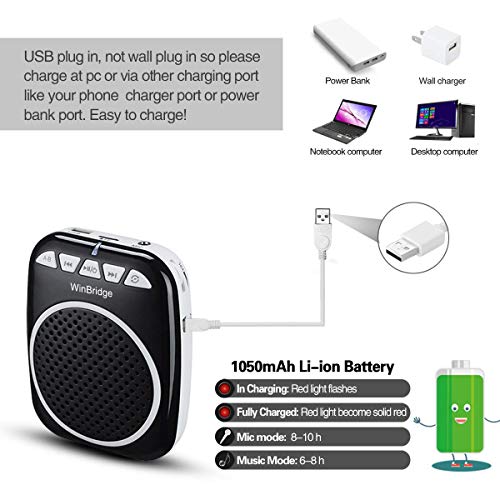 WinBridge Rechargeable Ultralight Portable Voice Amplifier Waist Support