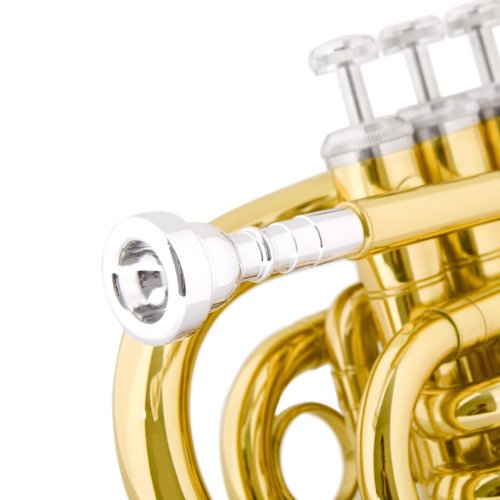 Mendini MPT Brass Bb Pocket Trumpet + Tuner, Case, Mouthpiece