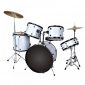 New Silver Drum Set 5 PC Complete Adult Set Cymbals Full Size Adult Drum