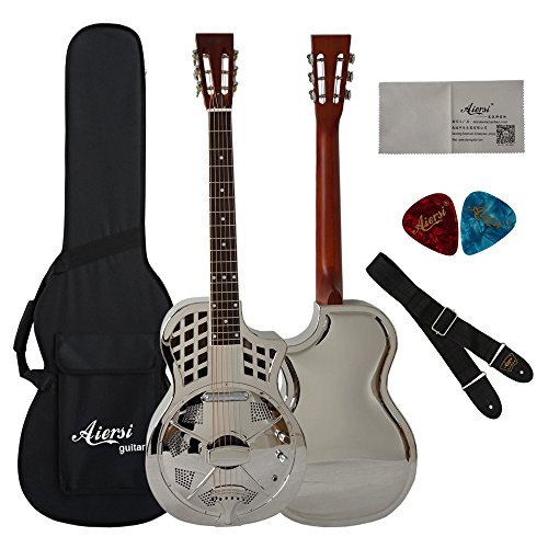 Bell Brass Cutway Electrical Parlour Resonator Guitar With Case