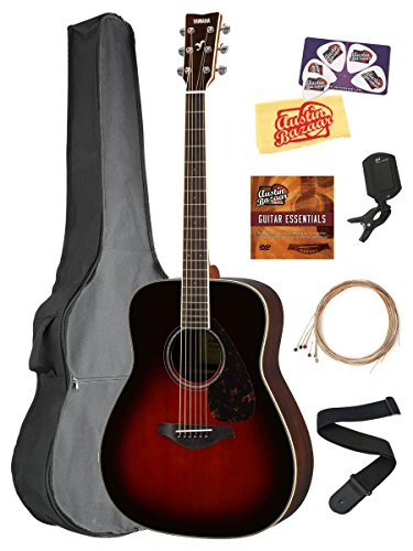 Yamaha Solid Top Folk Acoustic Guitar - Tobacco Sunburst Bundle