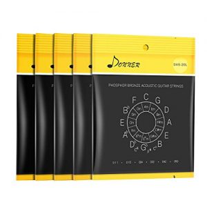 Donner Light Acoustic Guitar Strings Phosphor Bronze Coated 5 Sets