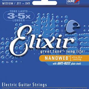 Elixir Strings Electric Guitar Strings w NANOWEB Coating, Medium