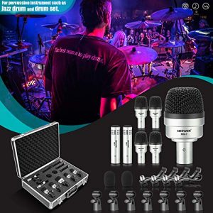 Neewer 7 Piece Wired Dynamic Drum Mic Kit - Kick Bass, Tom/Snare & Cymbals