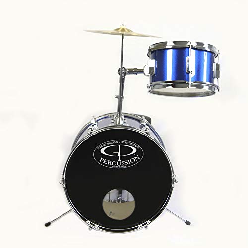 GP Percussion Complete Junior Drum Set (Blue, 3-Piece Set)