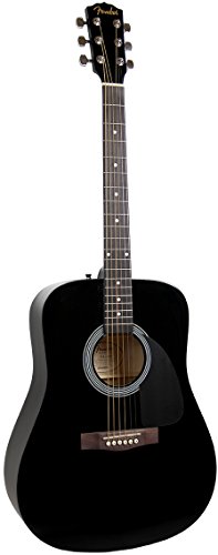 Fender FA-115 Dreadnought Acoustic Guitar - Black Bundle with Hard Case