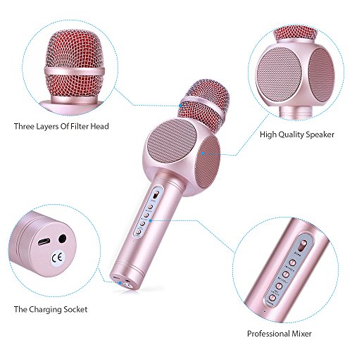 Wireless Bluetooth Karaoke Microphone, Fede 3-in-1 Portable Karaoke System
