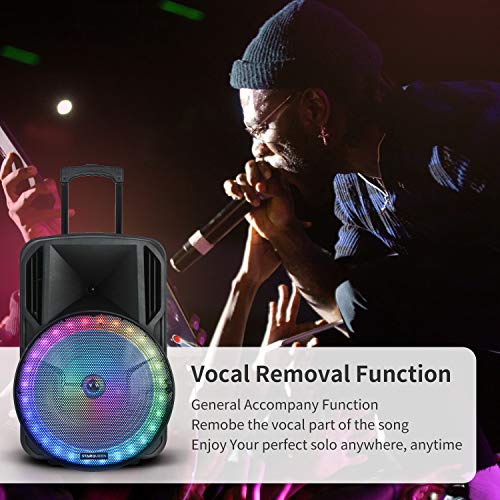 Karaoke Speaker with 15Inch Subwoofer PA Speaker with Bluetooth