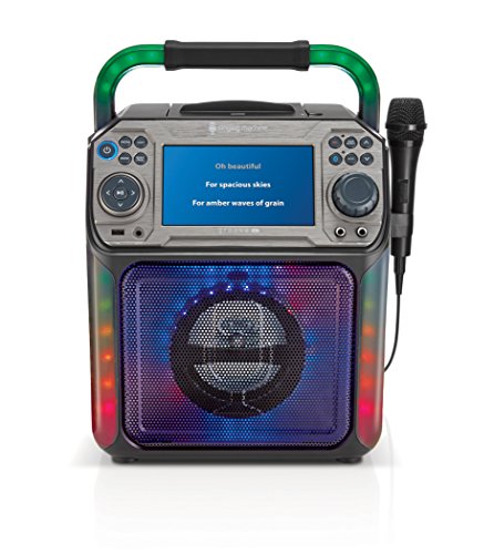 Singing Machine Groove XL Karaoke System with Bluetooth Streaming, Voice Effects, Light Show, and USB Ports for Recording and Charging.