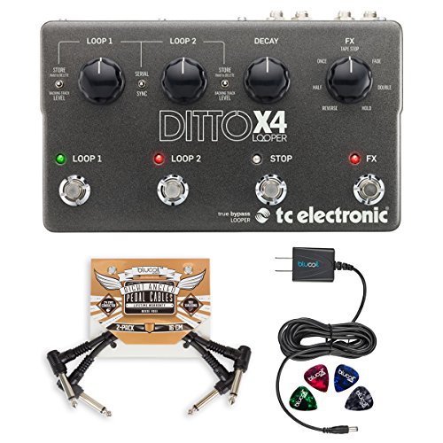 TC Electronic Ditto X4 Looper Effects Pedal Bundle with Blucoil Power Supply Slim