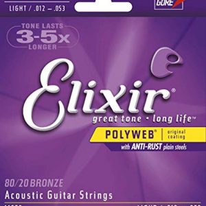 Elixir Strings 80/20 Bronze Acoustic Guitar Strings w POLYWEB Coating
