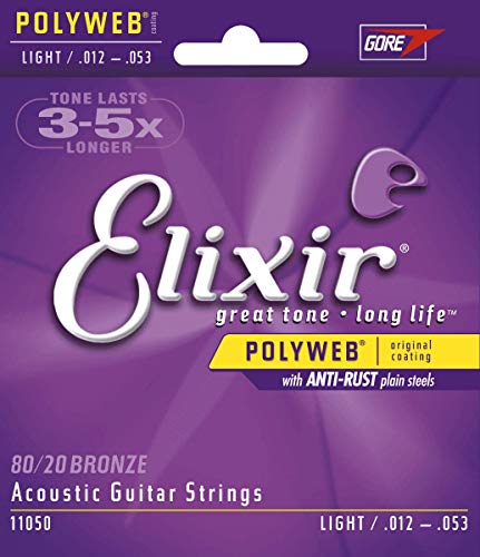 Elixir Strings 80/20 Bronze Acoustic Guitar Strings w POLYWEB Coating