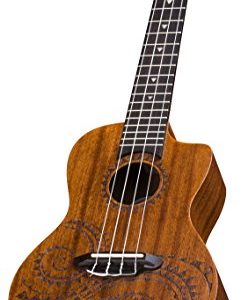 Luna Tattoo Concert Mahogany Ukulele - Acoustic/Electric, Unique Hawaiian Design & Resonant Sound - Image 4