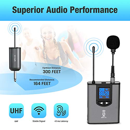 UHF Wireless Microphone System Headset Mic/Stand Mic/Lavalier Lapel Mic