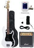 Crescent Electric Bass Guitar Starter Kit - White Color