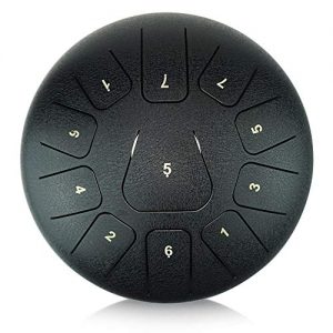 "OcarinaWind" 12 inches Steel Tongue Drum Black 11 Notes,C Major,Hang Drum - Image 2