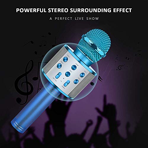 Wireless Bluetooth Karaoke Microphone, Tesoky 4 in 1 Portable Handheld Karaoke
