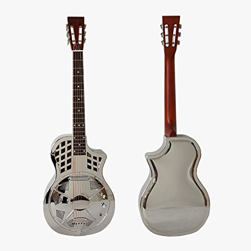 Bell Brass Cutway Electrical Parlour Resonator Guitar With Case