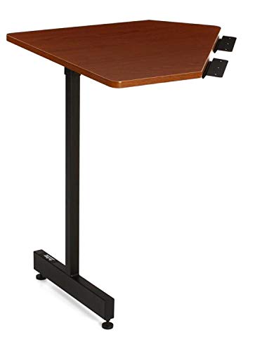 The On Stage WSC7500 45° Workstation Corner Accessory attached to a workstation, showing its sturdy steel frame and expansive surface for gear organization. 