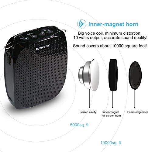 Zoweetek Portable Rechargeable Mini Voice Amplifier with Wired Microphone