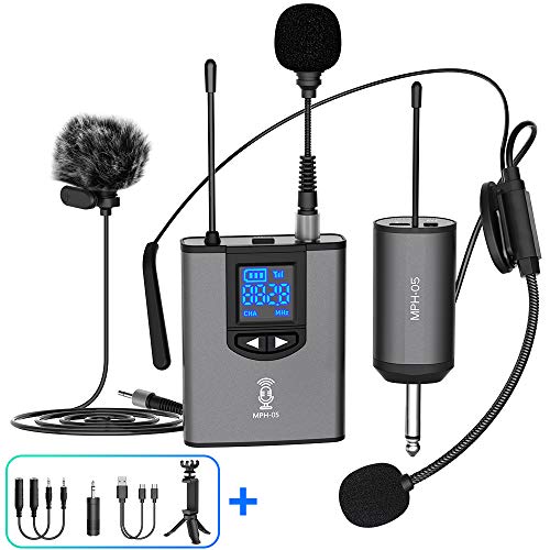 UHF Wireless Microphone System Headset Mic/Stand Mic/Lavalier Lapel Mic