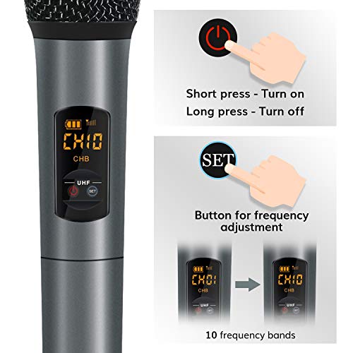 TONOR UHF Wireless Microphone Handheld Mic with Bluetooth Receiver