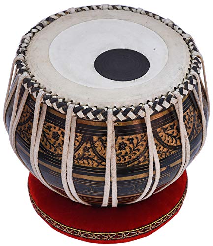 Tabla Drum Set, 2.5 Kg Black Painted Designer Brass Bayan, Beautiful Look