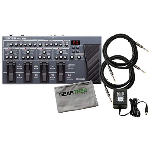 Boss Multi-Effects Guitar Pedal w Power Supply, 2 Cables and Polish Cloth