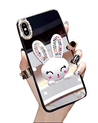 Case for iPhone XR 6.1 Inch,Aulzaju iPhone XR Bling Cute Rabbit Ring Stand Case