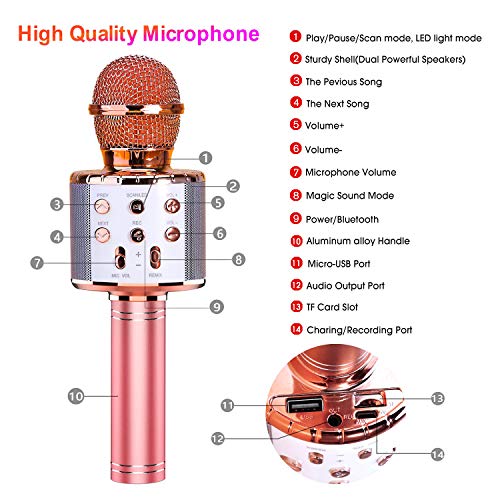 BlueFire Wireless 4-in-1 Bluetooth Karaoke Microphone with LED Lights – Portable and Multi-Function 🎤🎶