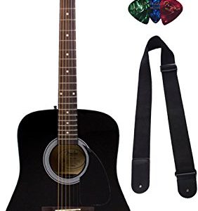 Fender FA-115 Dreadnought Acoustic Guitar - Black Bundle with Hard Case - Image 2