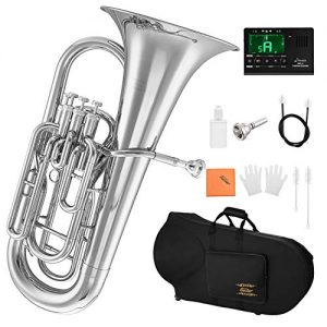 Eastar Student Bb Euphonium B Flat Nickel Plated 4-Key Piston Valve Brass