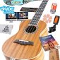 Ukulele Starter Kit (15-FREE-Bonuses) Mahogany Uke, Compression Sponge Case