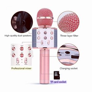 SLKIJDHFB Wireless Bluetooth Karaoke Microphone with Multi-color LED Lights - Image 4