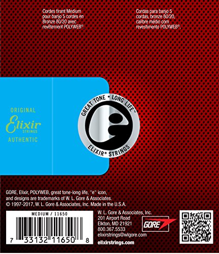 Elixir Strings Banjo Strings w POLYWEB Coating, Medium