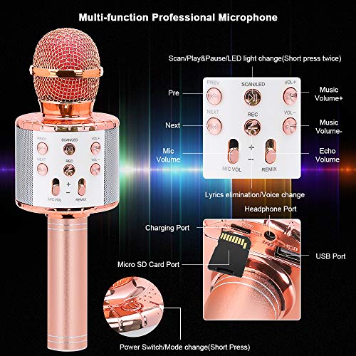 Verkstar Wireless Bluetooth 4 in 1 Karaoke Microphone, Portable Handheld Karaoke
