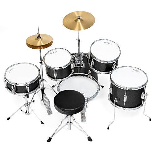 Ashthorpe 5-Piece Complete Kid's Junior Drum Set with Genuine Brass Cymbals