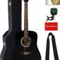 Fender FA-115 Dreadnought Acoustic Guitar - Black Bundle with Hard Case