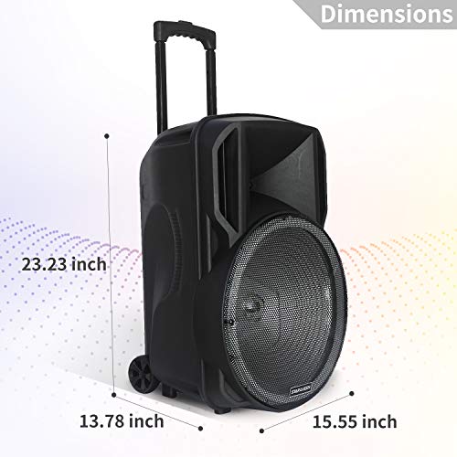 Karaoke Speaker with 15Inch Subwoofer PA Speaker with Bluetooth