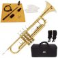 Mendini by Cecilio Gold Brass Standard Bb Trumpet with Hard Case