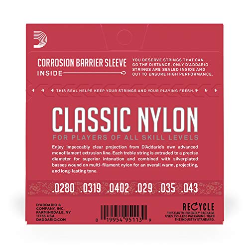 D'Addario Student Nylon Classical Guitar Strings, Normal Tension