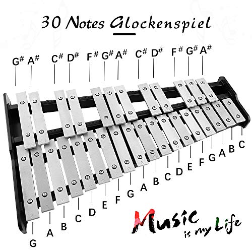 Percussion Glockenspiel Bell Kit，30 Notes Fodable Educational