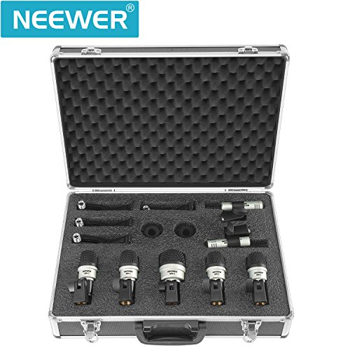 Neewer 7 Piece Wired Dynamic Drum Mic Kit - Kick Bass, Tom/Snare & Cymbals