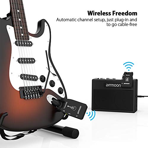 ammoon Wireless Guitar System 2.4G Rechargeable 6 Channels Audio Transmitter